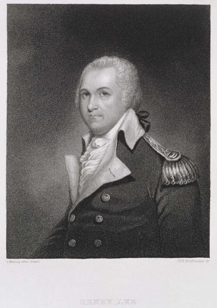 Generál Henry Lee (1756-1818), vyryl John Francis Eugene PrudHomme (1800-92) podle kopie původního obrazu od Jamese Herringa (1794-1867) od Gilbert after Stuart