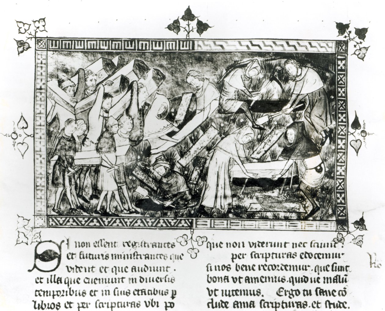 13076-77 f.24v Černá smrt v Tournai, Gilles de Muisit, po roce 1349 od Gilles Le Muisit