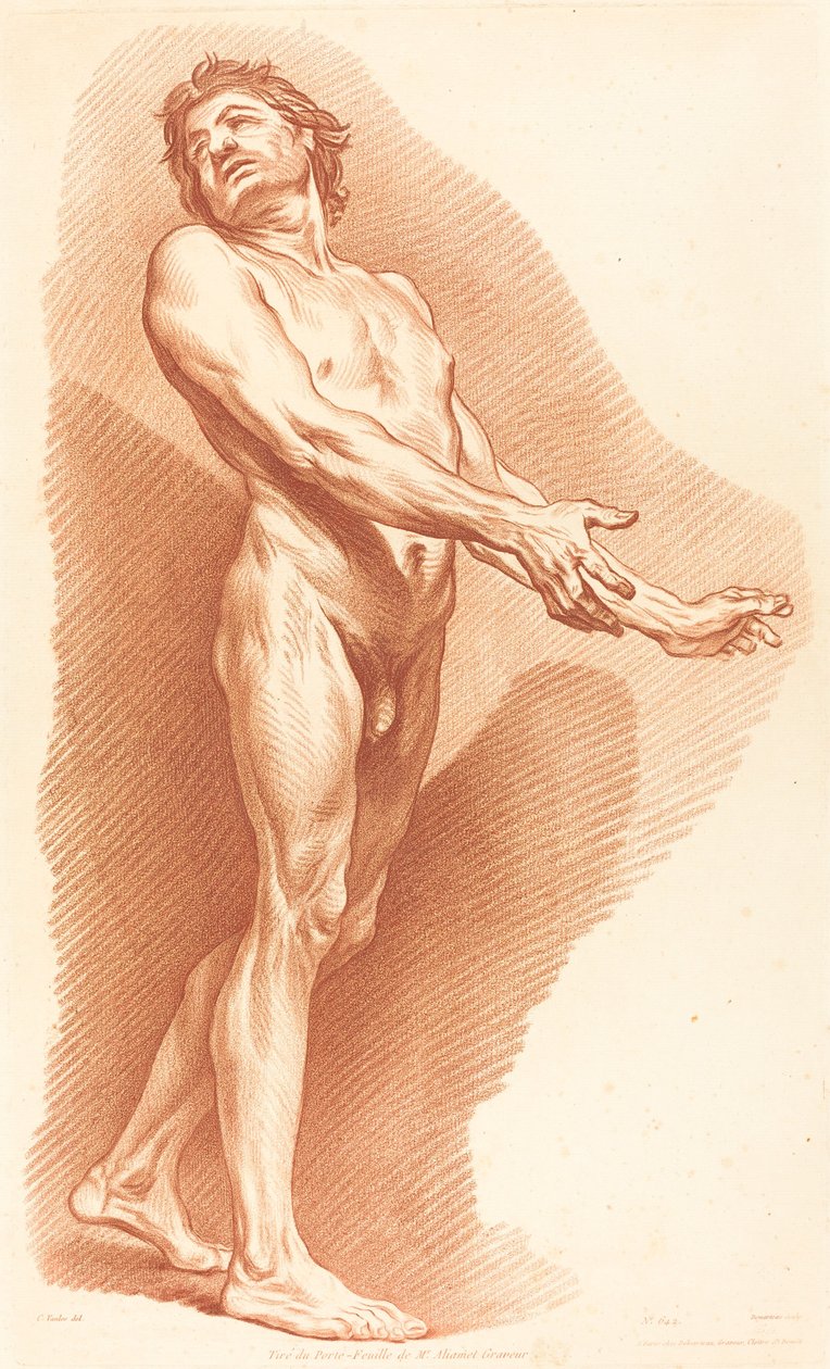 Akademie (642) od Gilles Antoine Demarteau after Carle Van Loo