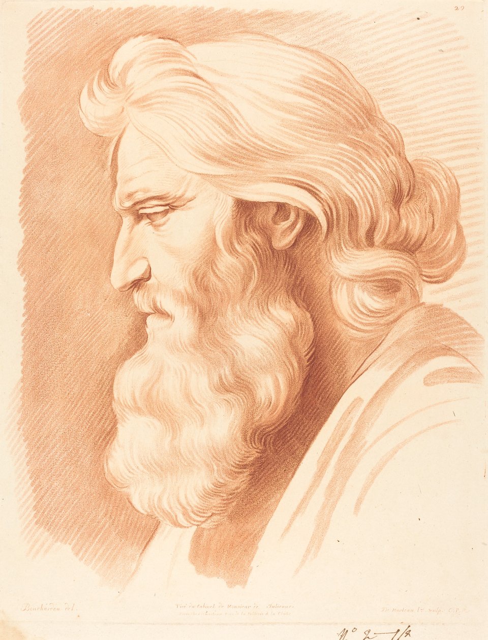 Hlava ctihodného muže od Gilles Antoine Demarteau after Edme Bouchardon