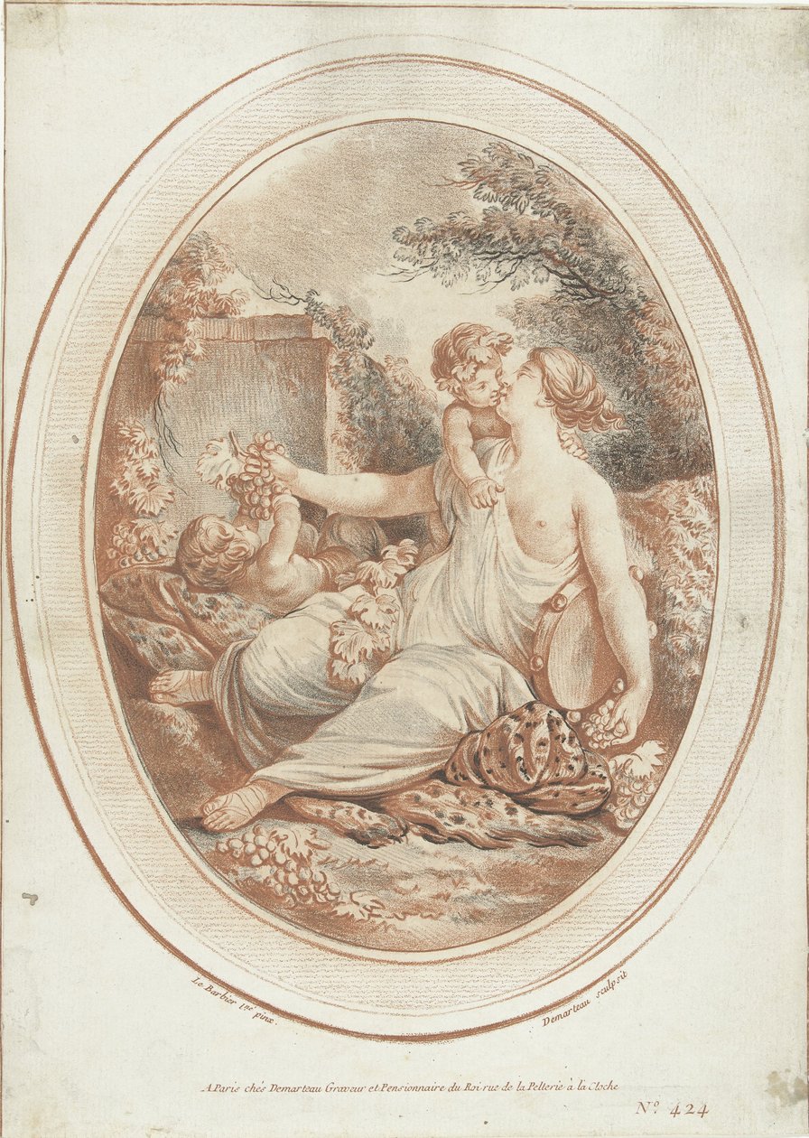 Bacchanal s nymfou a dvěma putti od Gilles Demarteau