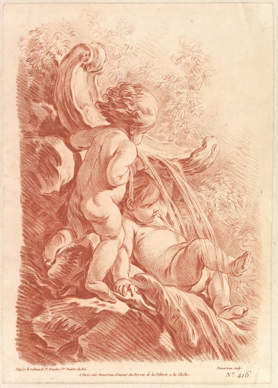Fontána se dvěma Amory, ca. 1773. od Gilles Demarteau