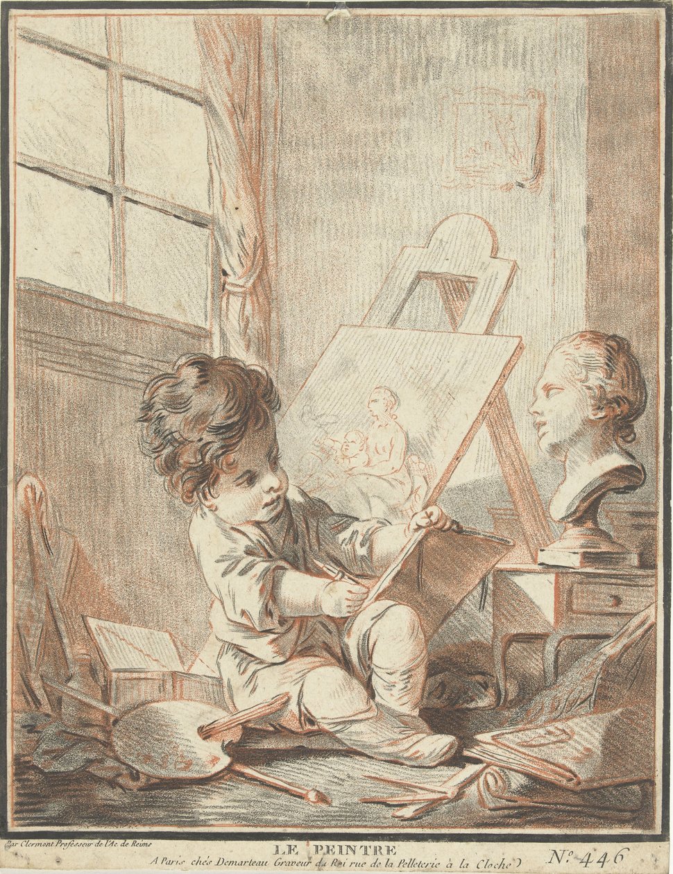 Kind als Schilder v ateliéru Le peintre (název na objektu) od Gilles Demarteau
