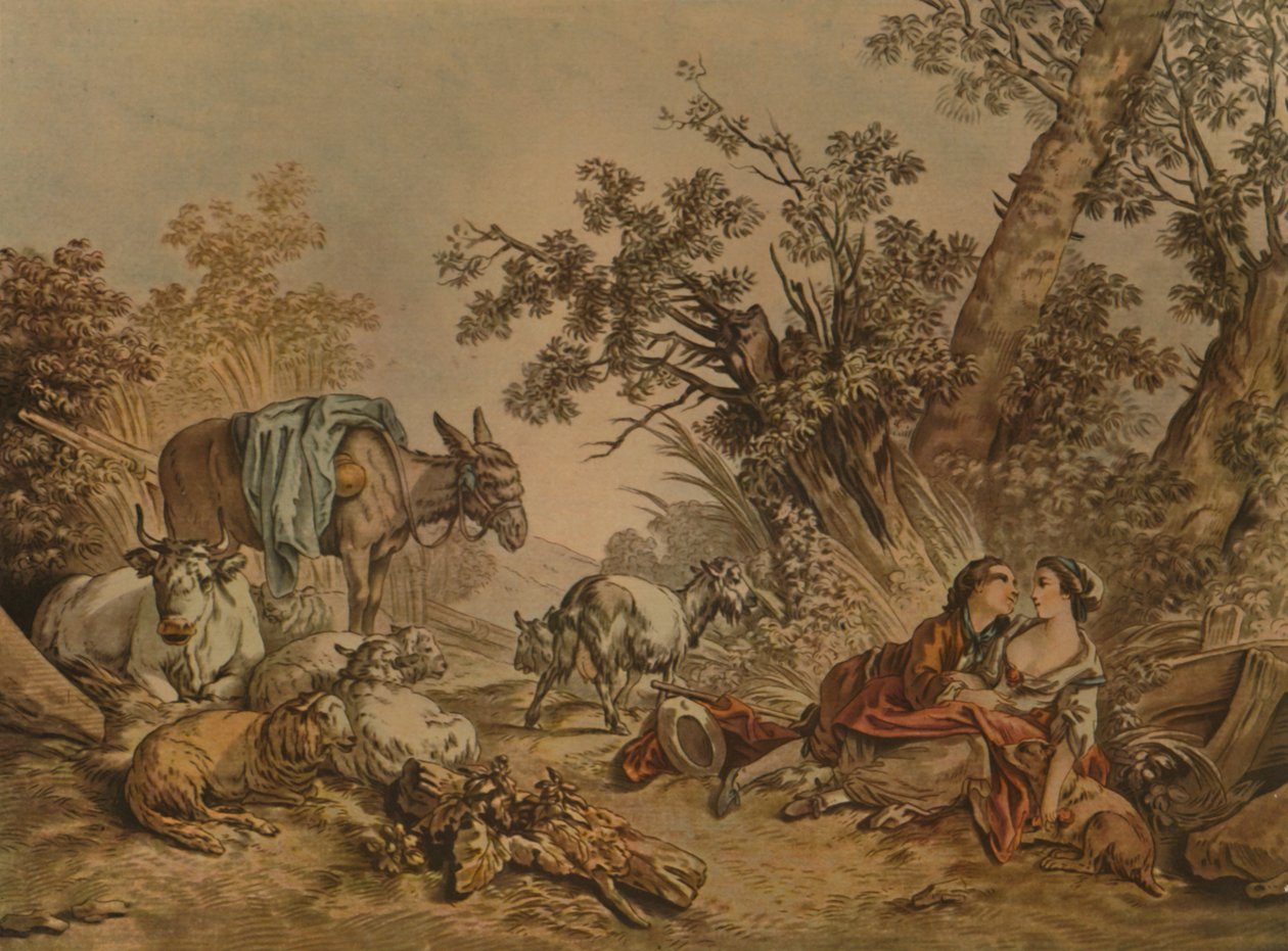 The Great Pastoral, č. 602, Pastorační scéna, c1740-1770, 1913 od Gilles Demarteau
