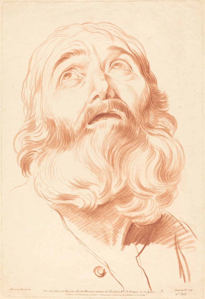 Hlava muže od Gilles Demarteau, the Elder after Edme Bouchardon