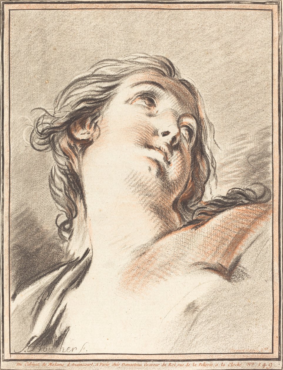 Hlava ženy vzhlédl od Gilles Demarteau, the Elder after François Boucher
