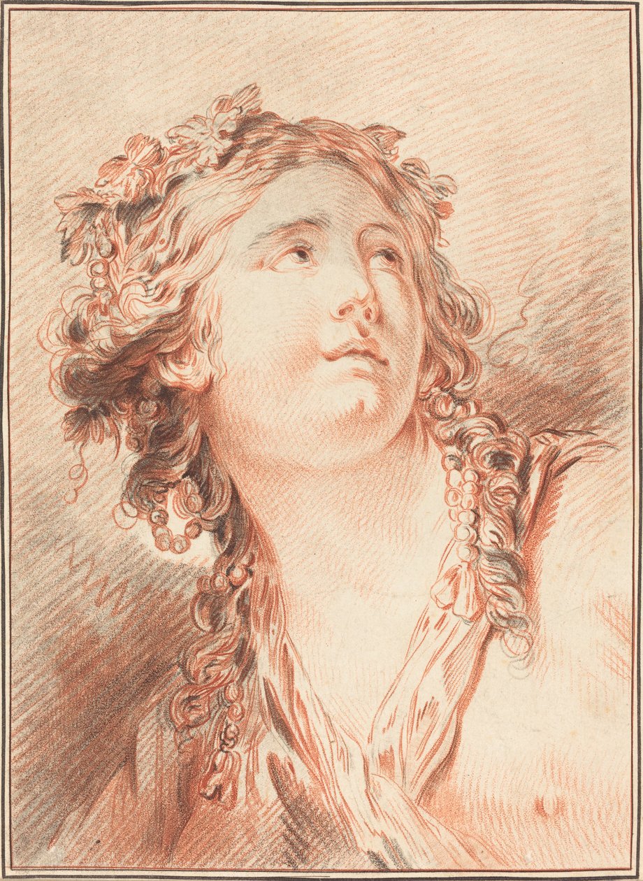 Hlava mladé ženy od Gilles Demarteau, the Elder after Jean Baptiste Le Prince