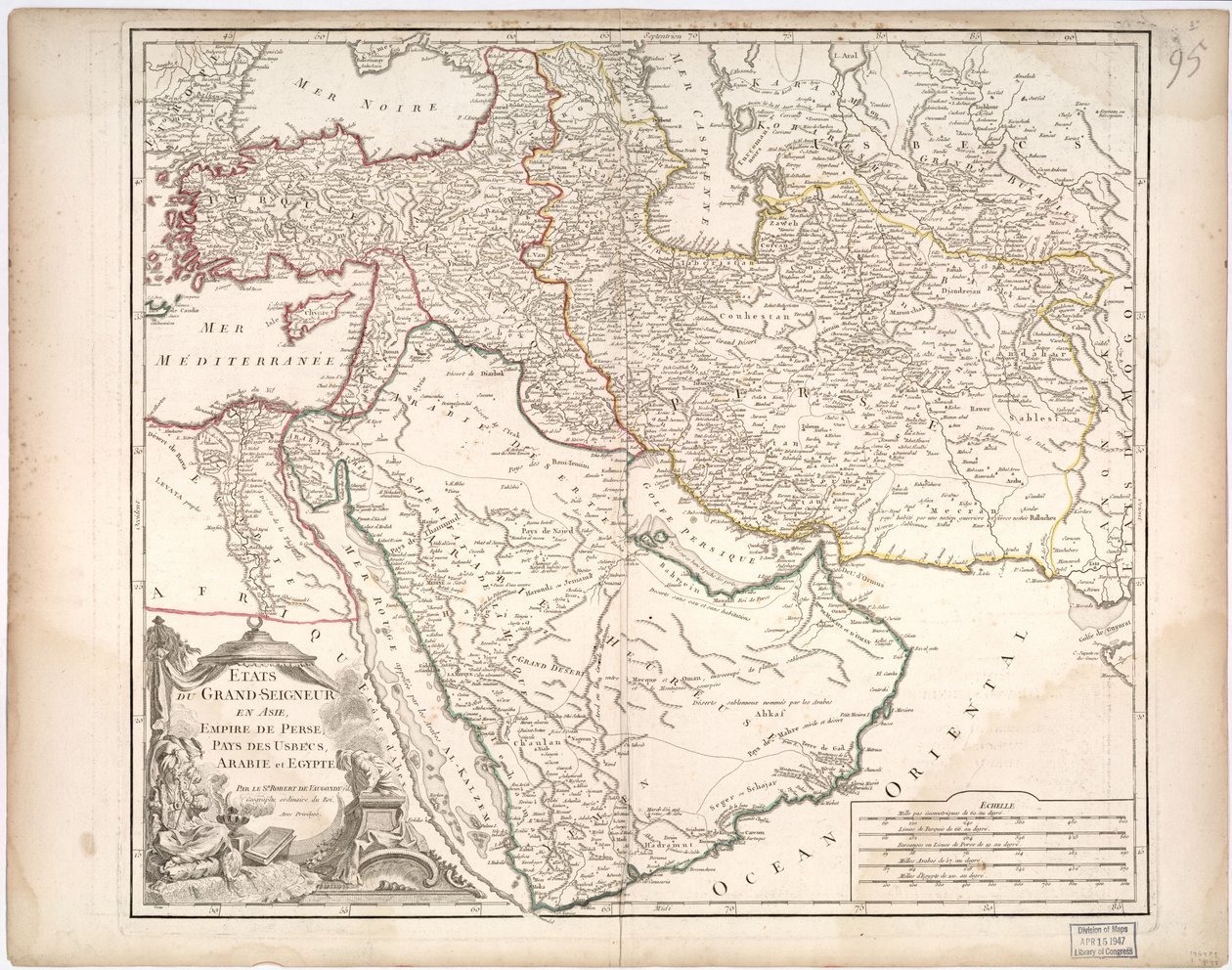 Státy Grand Seignor v Asii - Říše Persie, Země Usbeců, Arábie a Egypt od Gilles Robert De Vaugondy