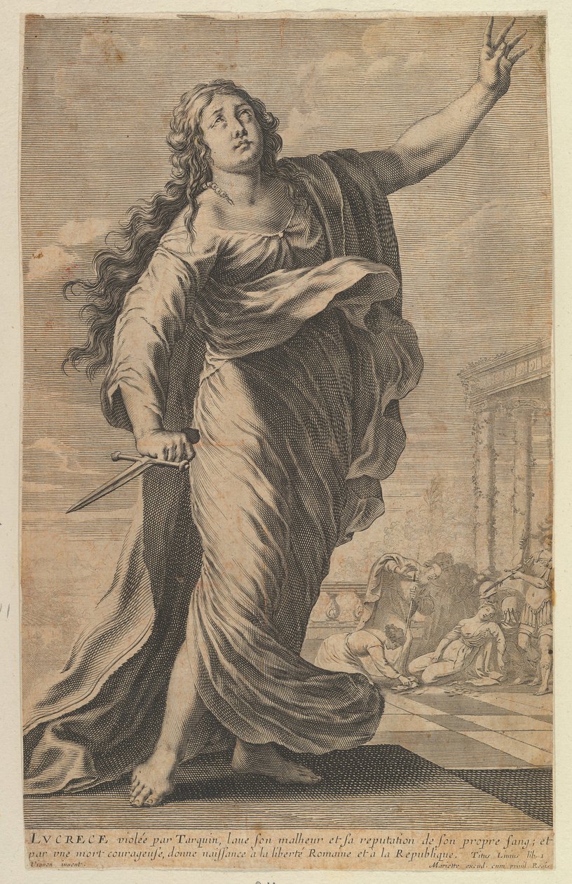 Lucrezia, 1647. Tvůrci: Gilles Rousselet, Abraham Bosse. od Gilles Rousselet and Abraham Bosse