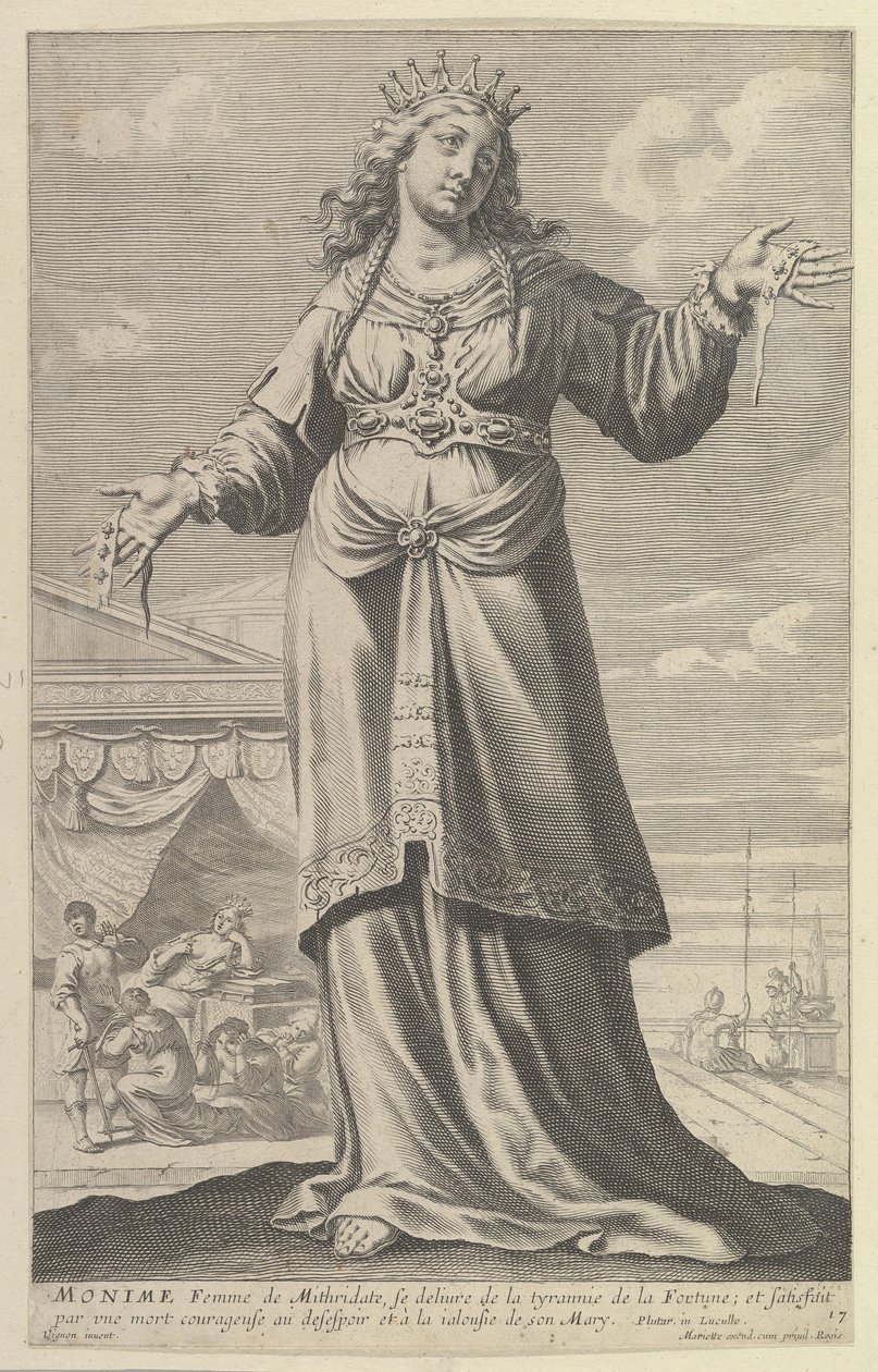 Monime, 1647. Tvůrci: Gilles Rousselet, Abraham Bosse. od Gilles Rousselet and Abraham Bosse