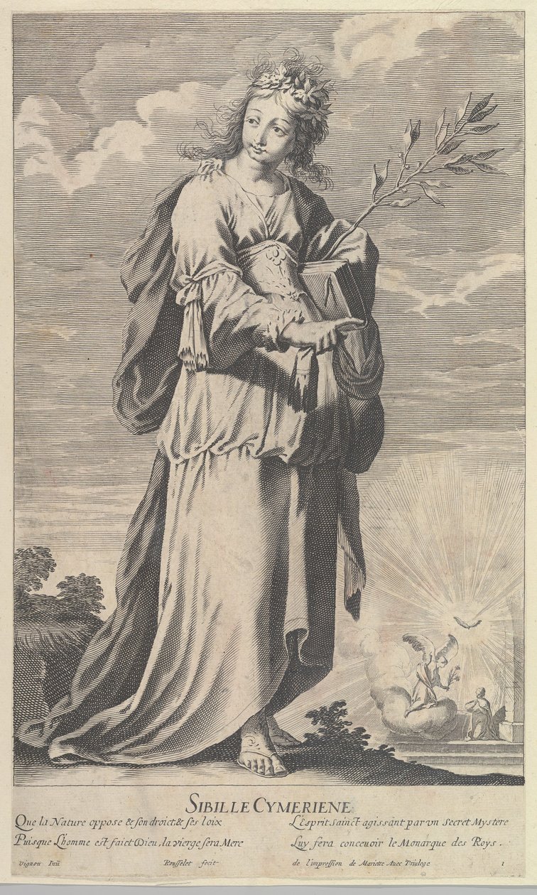 Cimmerian Sibyla, ca. 1635. Tvůrci: Gilles Rousselet, Abraham Bosse. od Gilles Rousselet and Abraham Bosse
