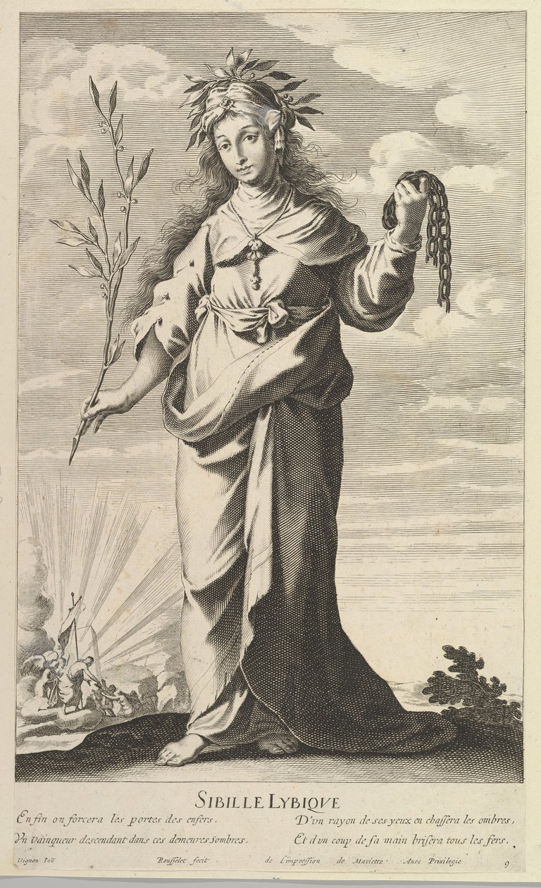 Lybian Sibyla, ca. 1635. Tvůrci: Gilles Rousselet, Abraham Bosse. od Gilles Rousselet and Abraham Bosse