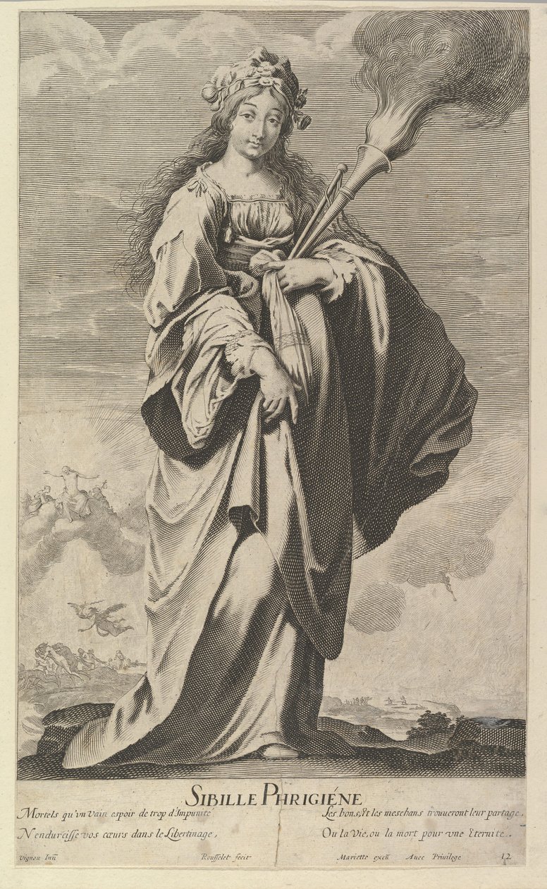 Frygická Sibyla, ca. 1635. Tvůrci: Gilles Rousselet, Abraham Bosse. od Gilles Rousselet and Abraham Bosse