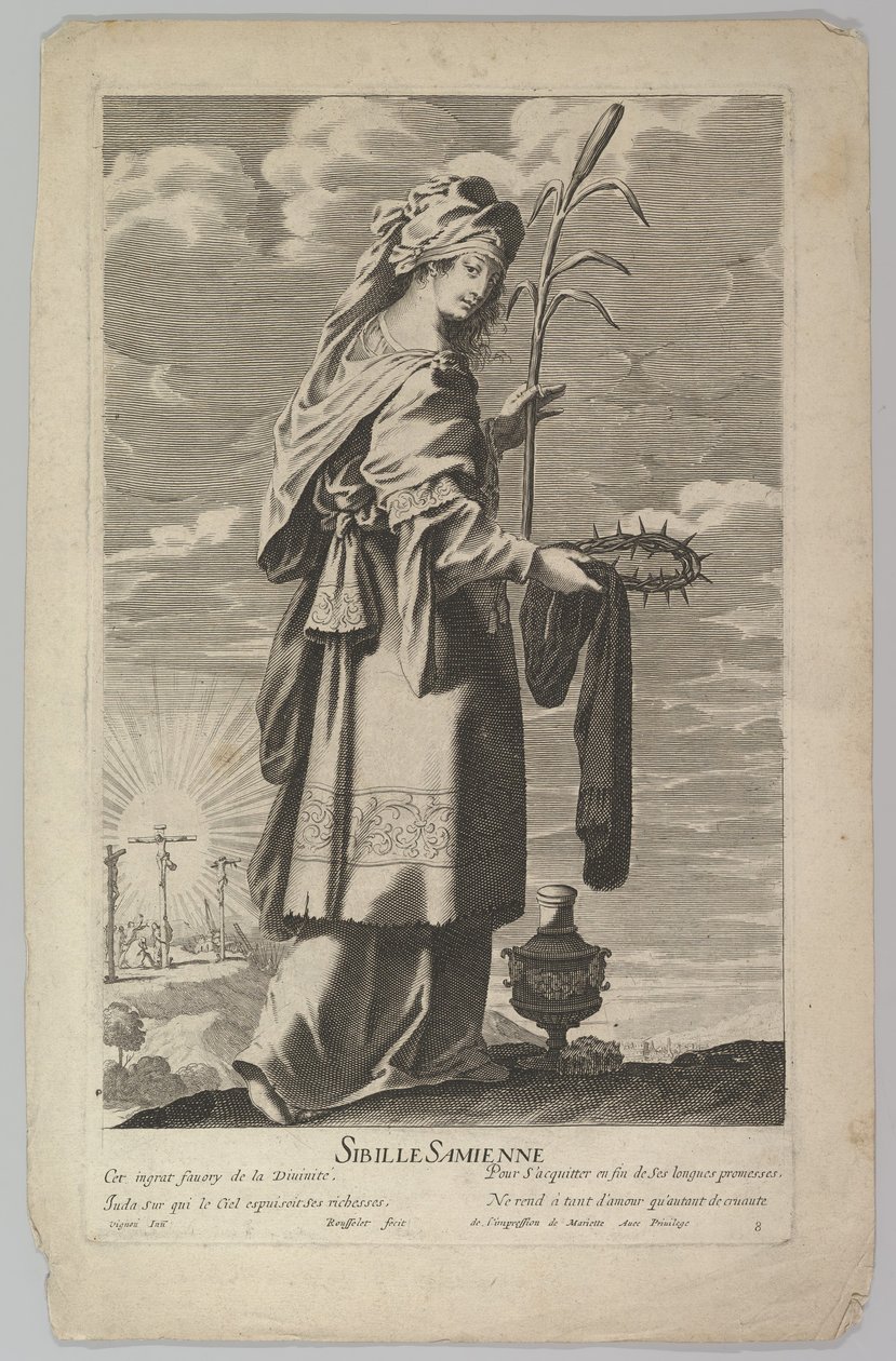 Samian Sibyla, ca. 1635. Tvůrci: Gilles Rousselet, Abraham Bosse. od Gilles Rousselet and Abraham Bosse