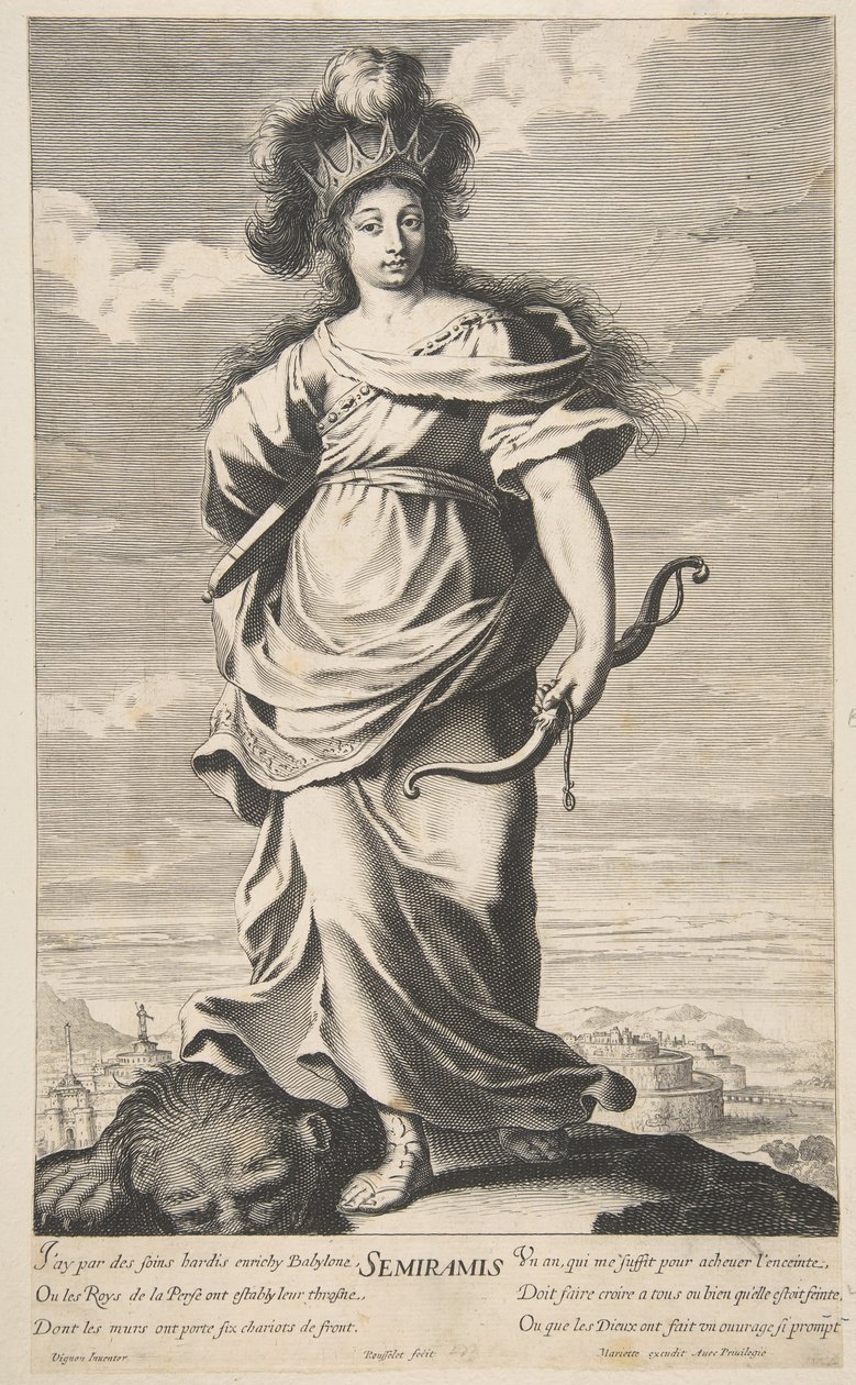 Semiramis, ca. 1639-40. Tvůrci: Gilles Rousselet, Abraham Bosse. od Gilles Rousselet and Abraham Bosse