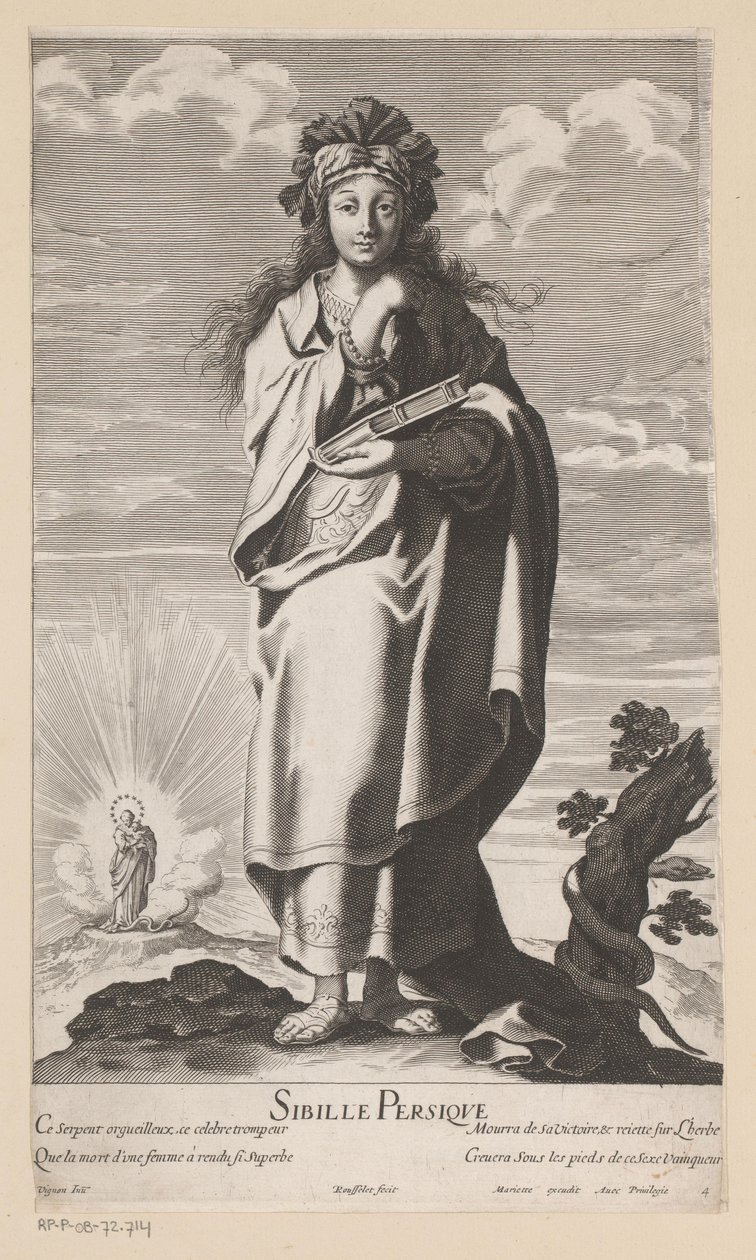 Perská sibyla s Marií s dítětem v pozadí Sibille Persique (název na objektu) Sibyls (název série) Les Sibylles (název série) od Gilles Rousselet