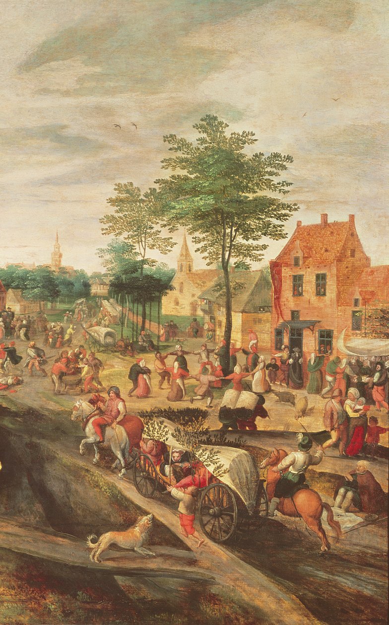 Detail vlámského Kermesse na panelu z 242464 od Gillis Mostaert
