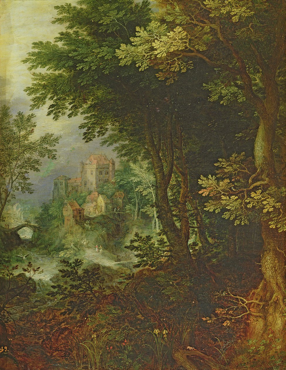 Krajina (olej na mědi) od Gillis van III Coninxloo