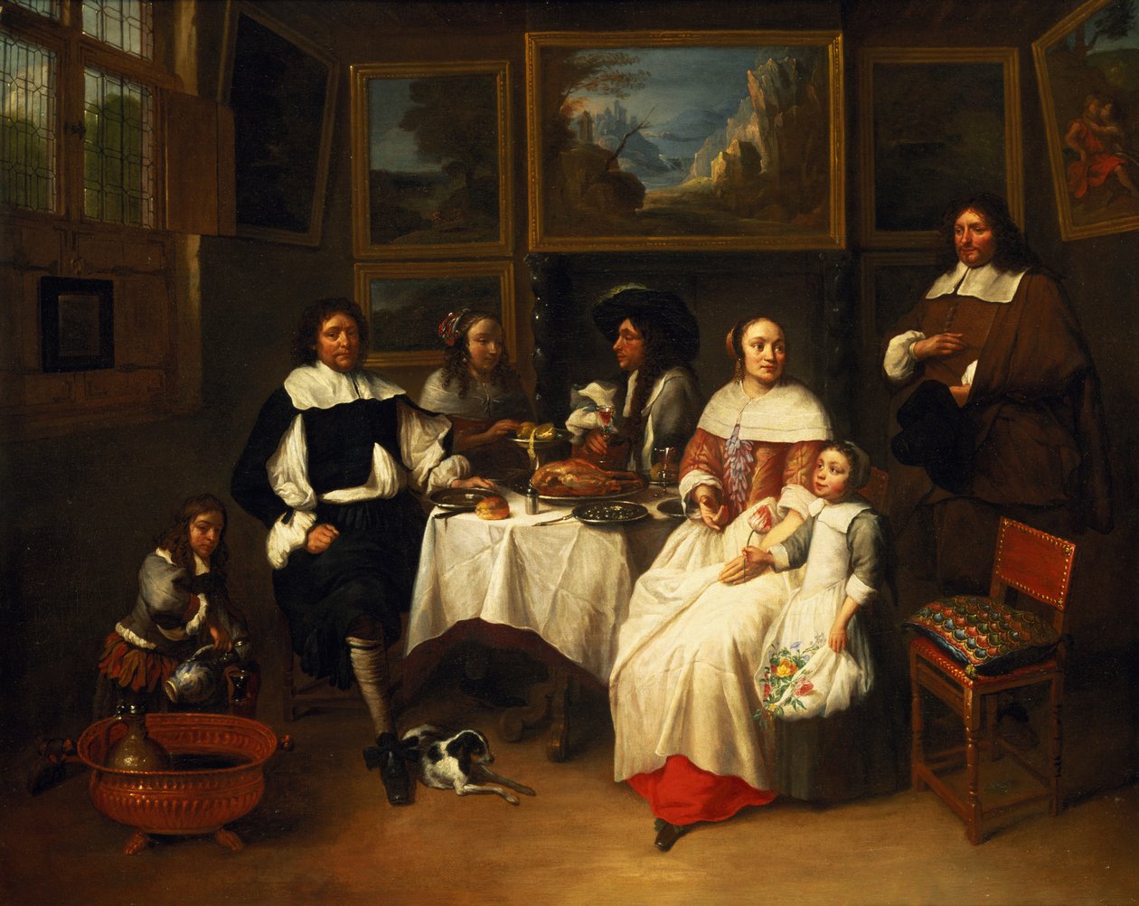 Vlámská rodina na večeři od Gillis van Tilborgh the younger