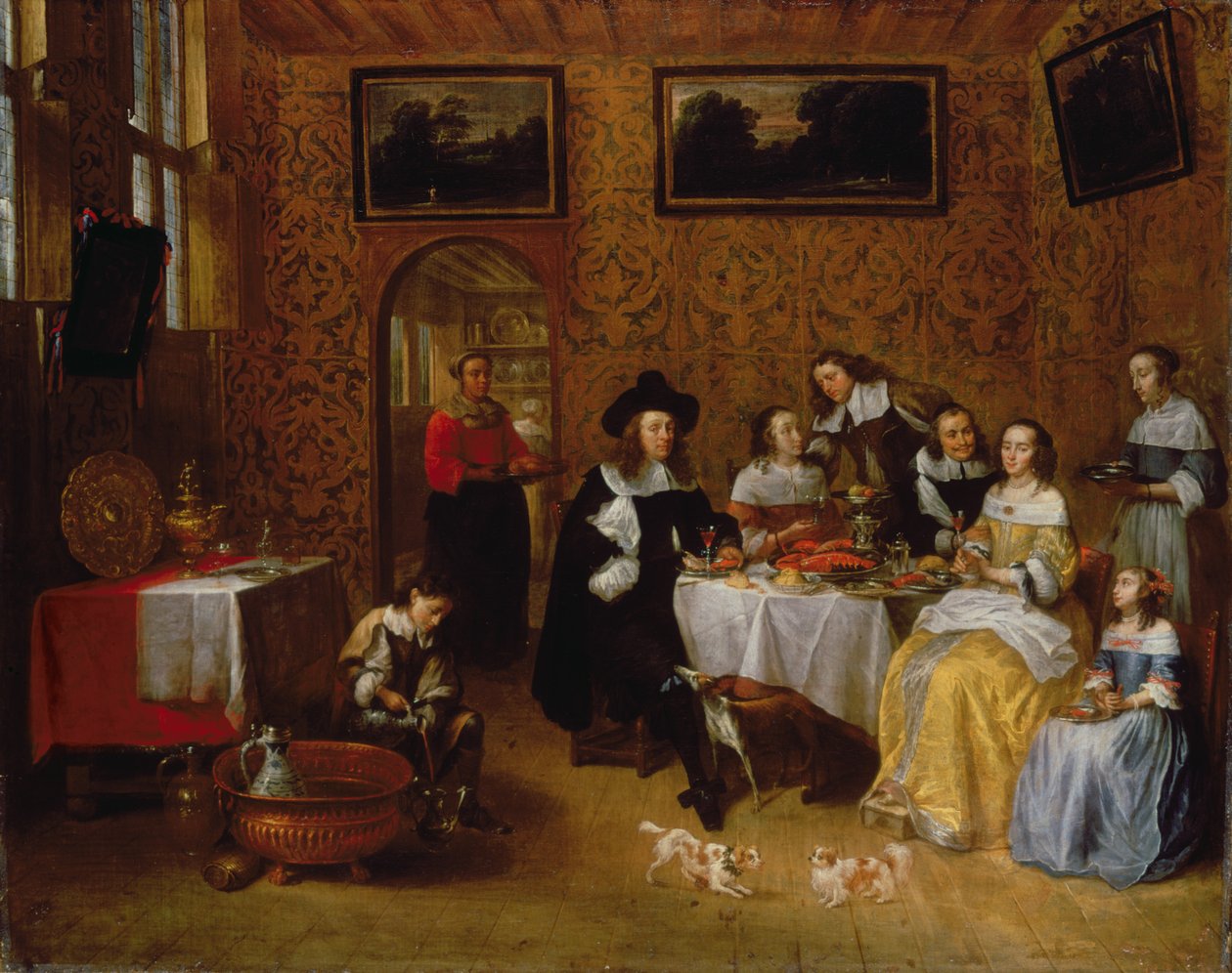 Vznešené rodinné stolování od Gillis van Tilborgh the younger
