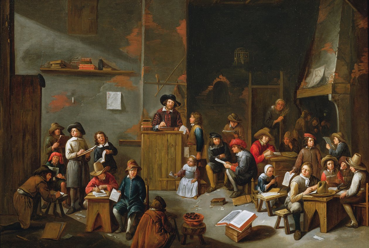 Interiér školní místnosti od Gillis van Tilborgh the younger