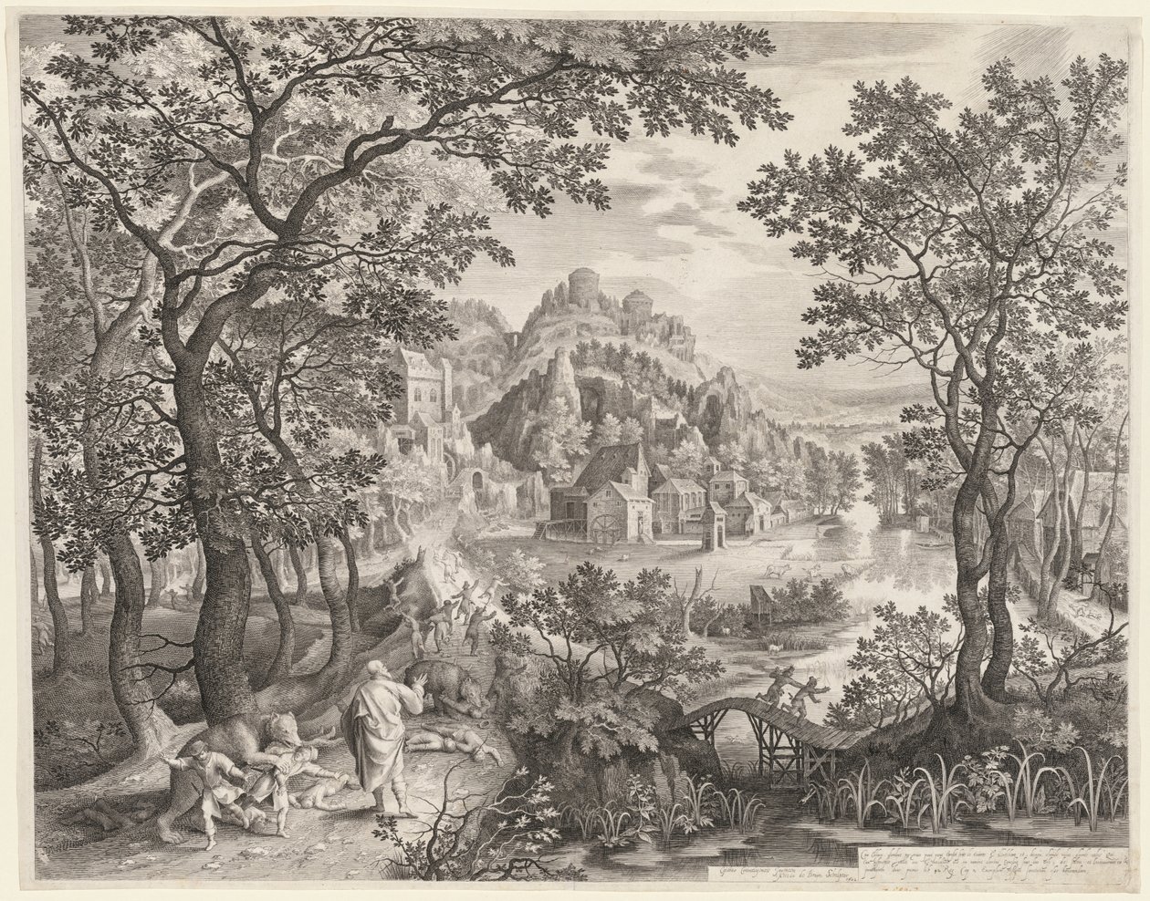 Elisha Cursing the Children of Bethel who are be pohlted by bears, 1602. od Gillis van Coninxloo