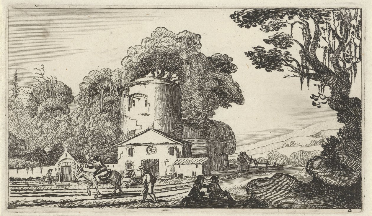 Krajina s věží Dvanáct krajin s postavami (název série) od Gillis van Scheyndel (I)