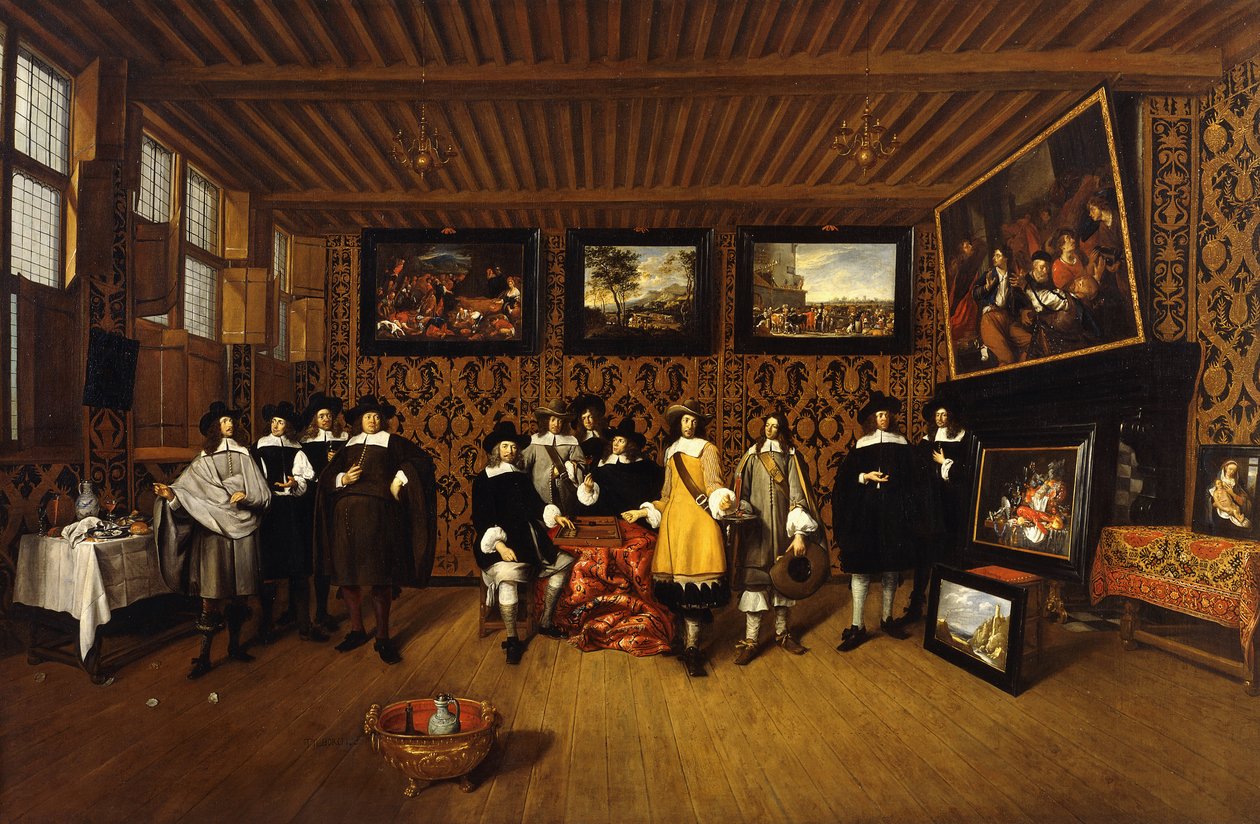 Skupinový portrét dvanácti gentlemanů v interiéru, 166- od Gillis van Tilborgh