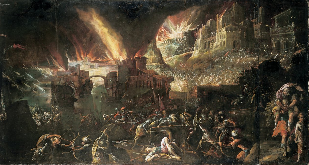 Aeneas zachraňuje svého otce z Hořící Tróje od Gillis van Valckenborch