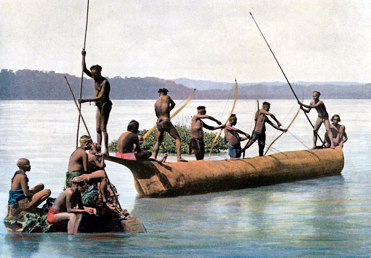 Rybaření s lukem, Andamanské a Nikobarské ostrovy, Indický oceán, c1890. od Gillot