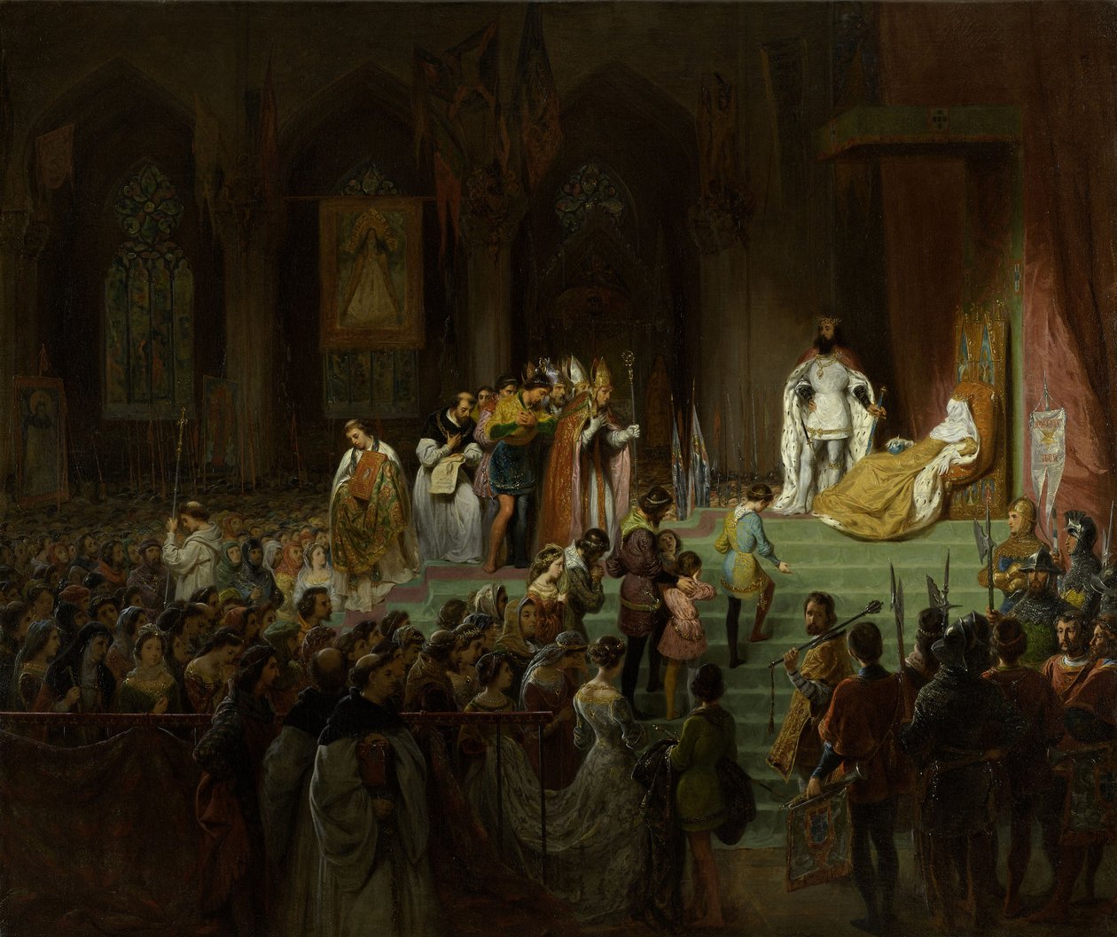 Korunovace mrtvé Inês de Castro v katedrále v Coimbře, 1827-1828. od Gillot Saint Evre