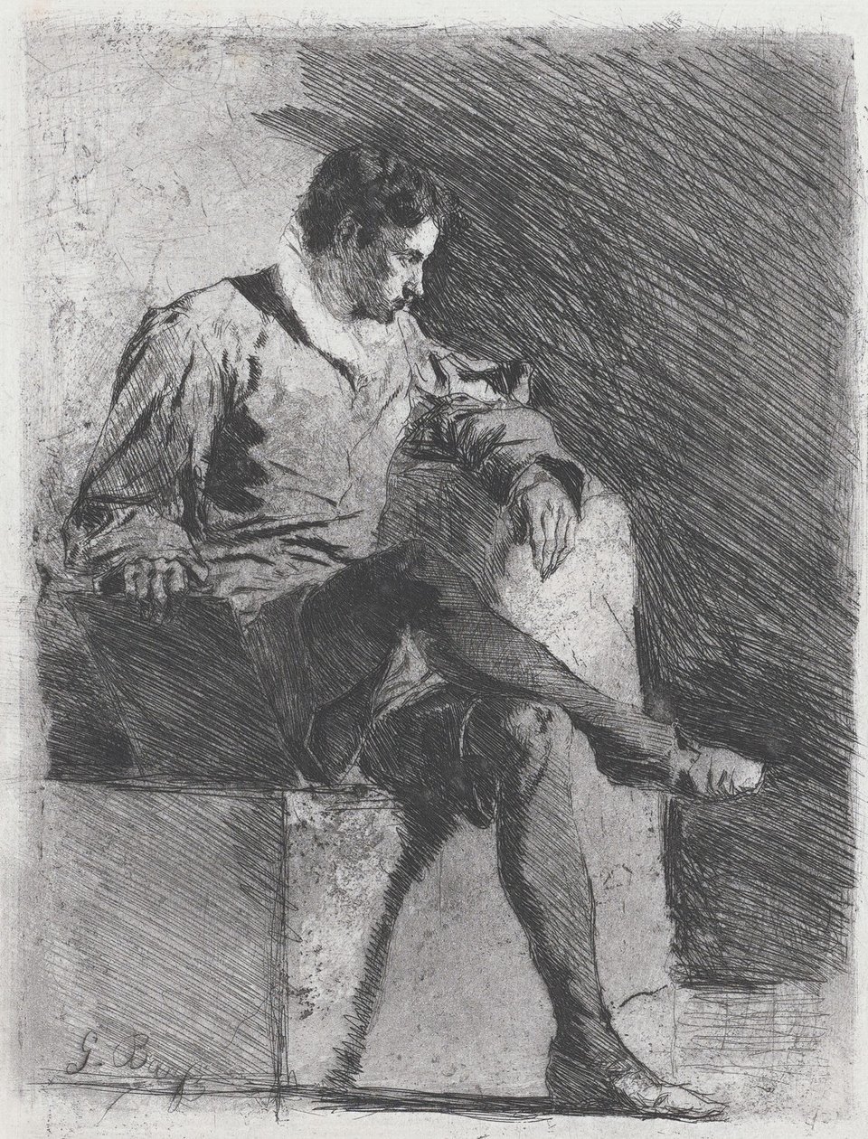 Sedící muž v kostýmu šestnáctého století, c. 1878. od Gioacchino Banfi