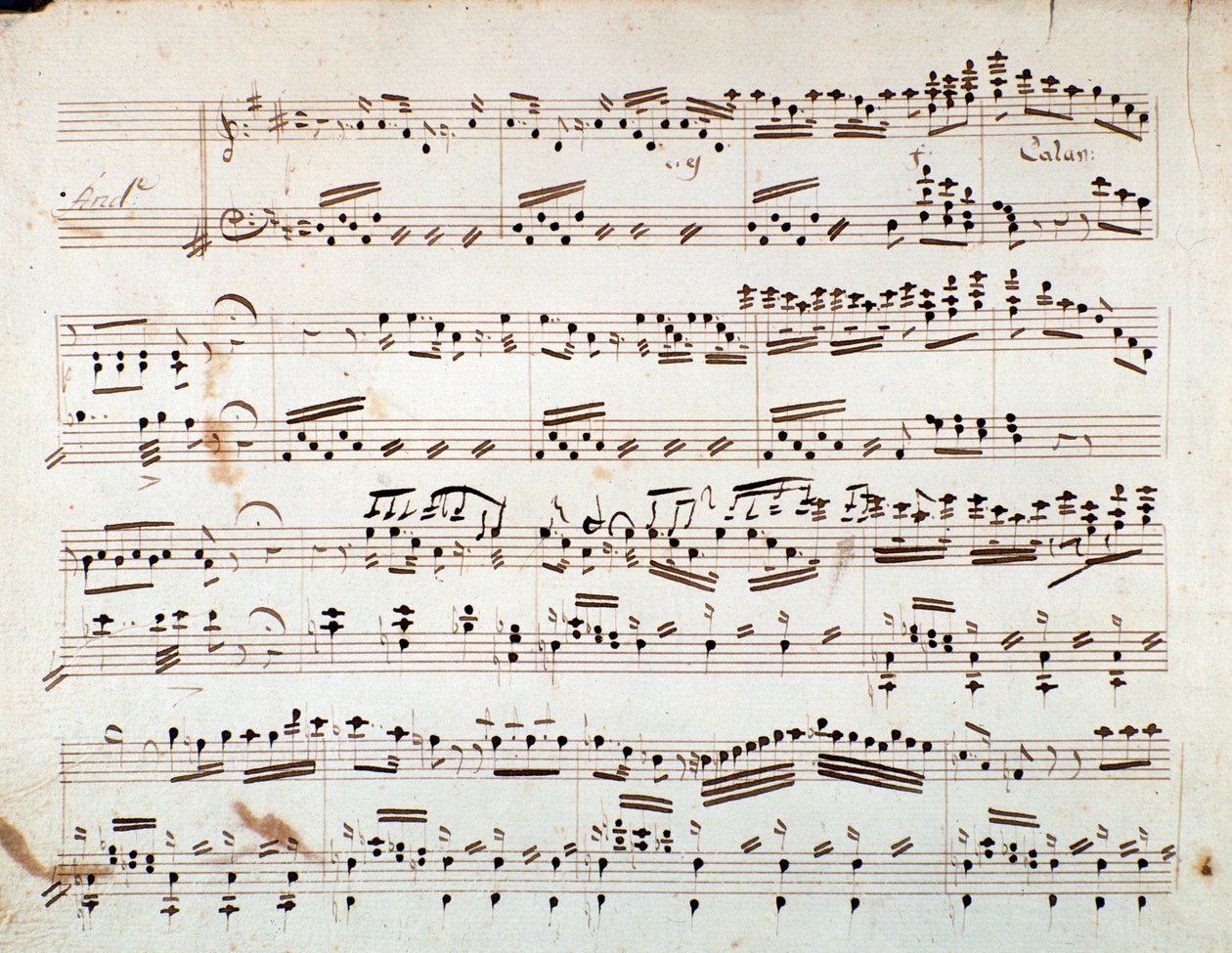 První strana notového záznamu pro zmenšenou symfonii pro klavír Otella, opera Gioacchino Rossini od Gioachino Rossini