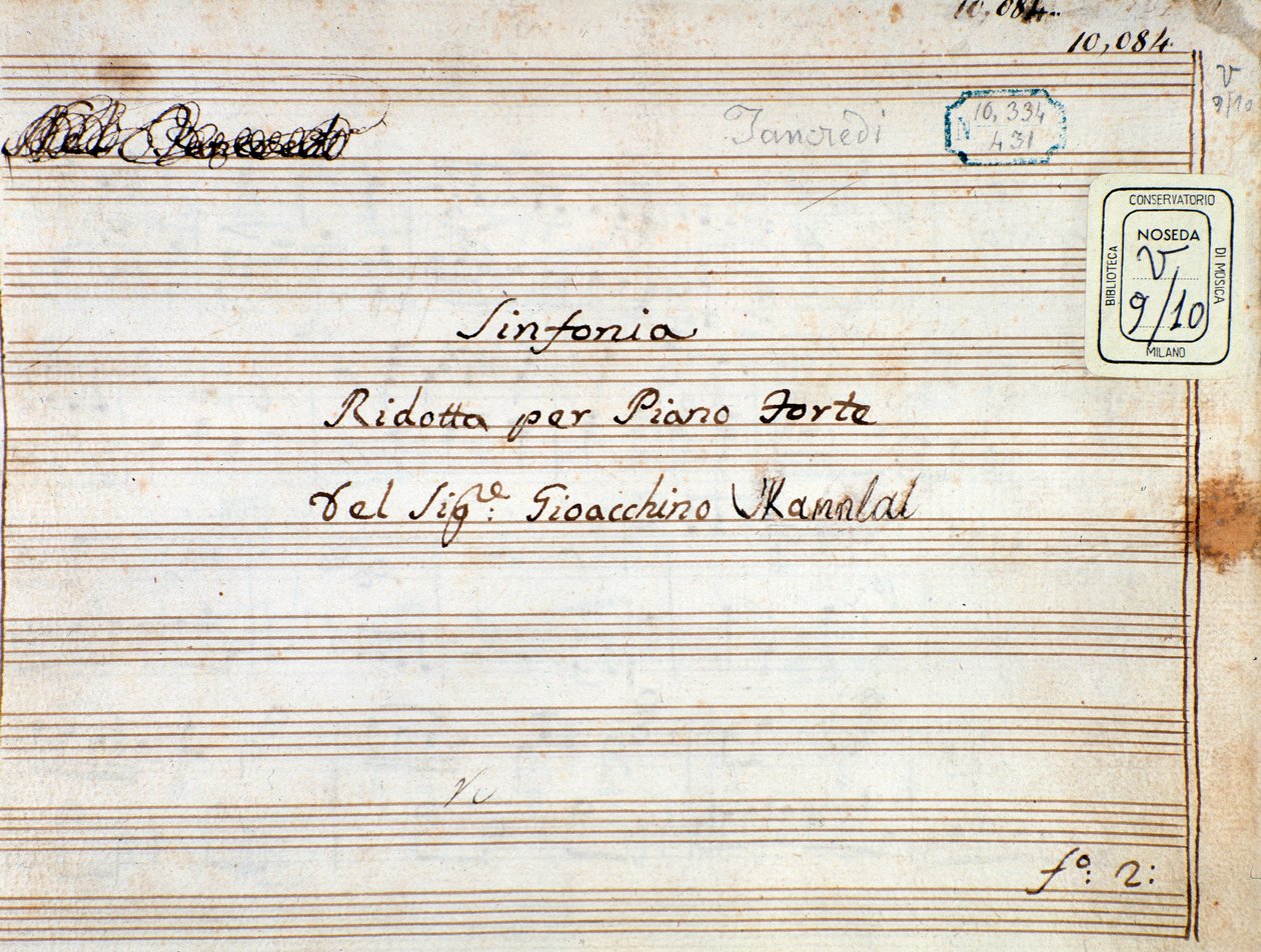 Noty pro zmenšenou symfonii pro klavír Tancrediho, opera Gioacchino Rossini od Gioachino Rossini