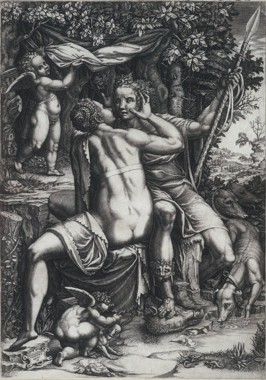 Venuše a Adonis od Giorgio Ghisi