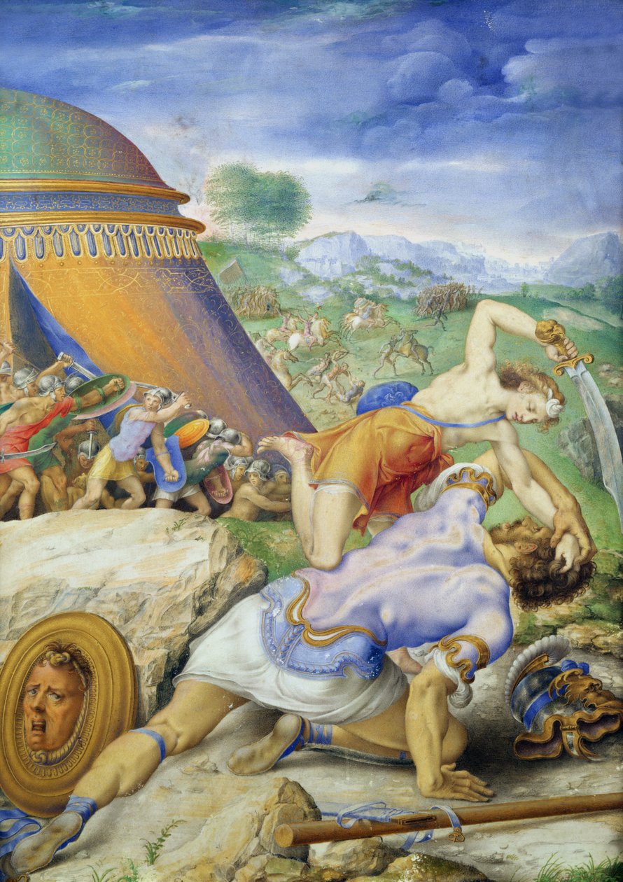 David a Goliáš, asi 1557-61 od Giorgio Giulio Clovio