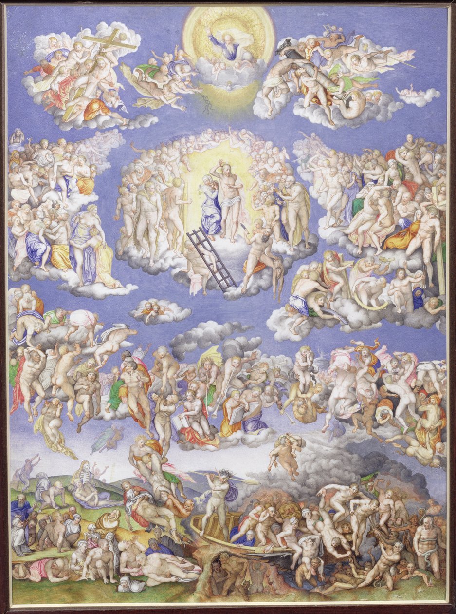 Poslední soud (podle Michelangela), asi 1570 (pergamen) od Giorgio Giulio Clovio