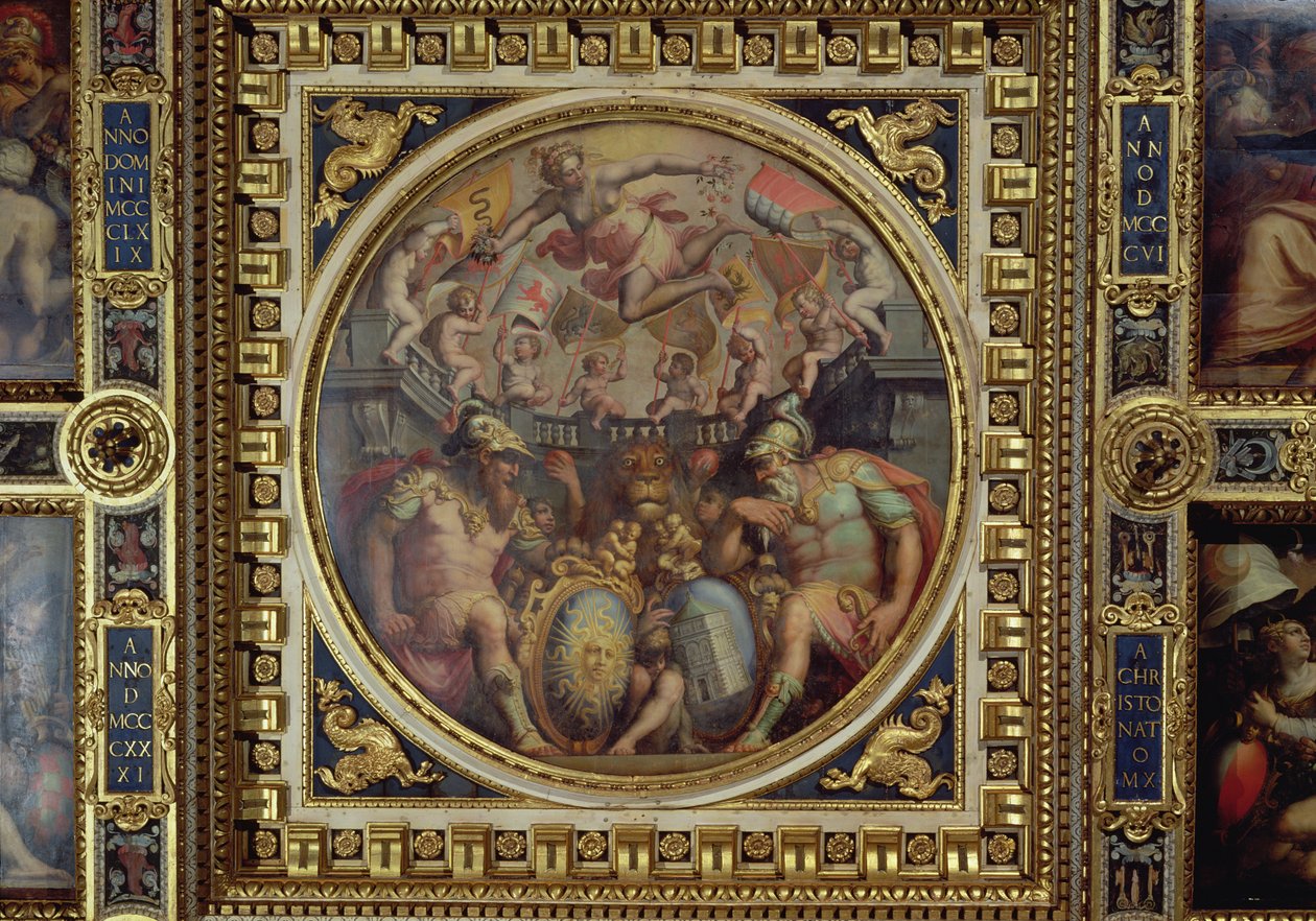 Alegorie čtvrtí San Giovanni a Santa Maria Novella ze stropu Sala dei Cinquecento, 1565 (panel) od Giorgio Vasari