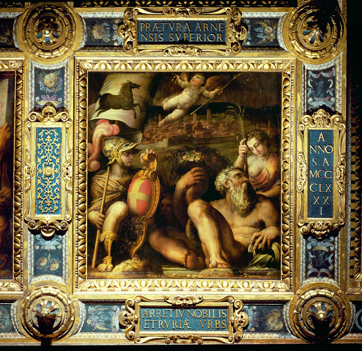 Alegorie města Arezzo, ze stropu Salone dei Cinquecento, 1565 (panel) od Giorgio Vasari