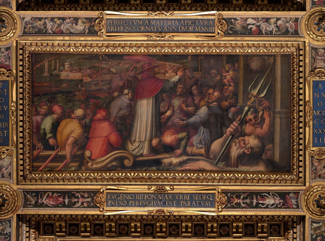 Eugenio IV vystupuje u Leghornu, aby se uchýlil do Florencie od Giorgio Vasari