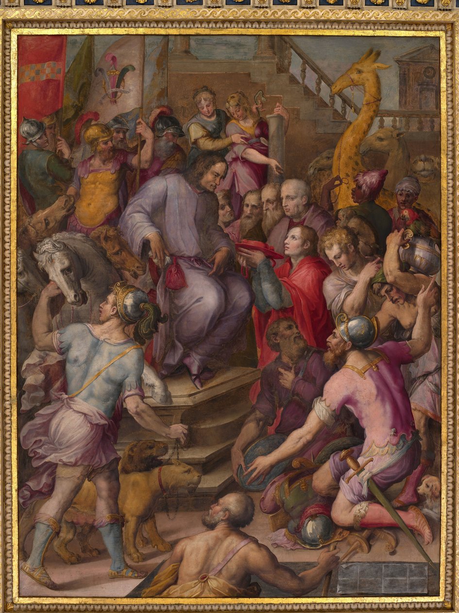 Lorenzo Velkolepý přijímá poctu velvyslanců od Giorgio Vasari
