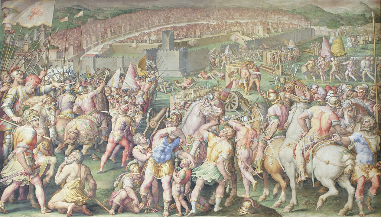 Útok florentských vojsk na Pisu, Salone dei Cinquecento, 1555-72 od Giorgio Vasari