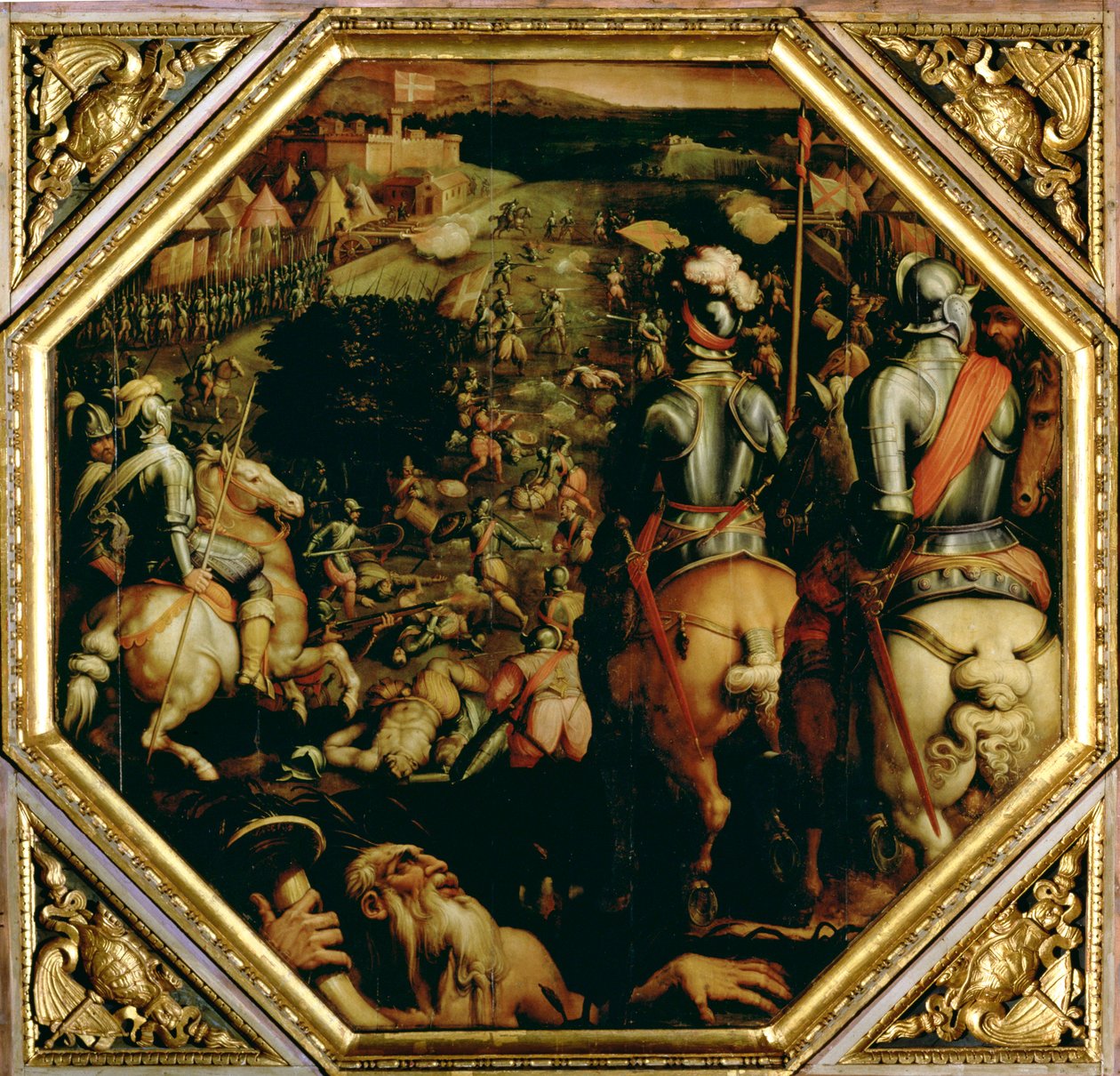 Bitva u Marciana v roce 1553, ze stropu Salone dei Cinquecento, 1565 (panel) od Giorgio Vasari