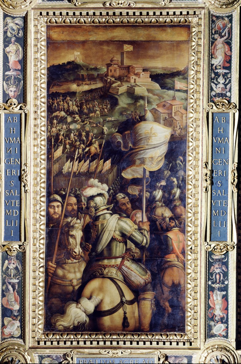 Dobytí pevnosti Monastero ze stropu Salone dei Cinquecento, 1565 (panel) od Giorgio Vasari