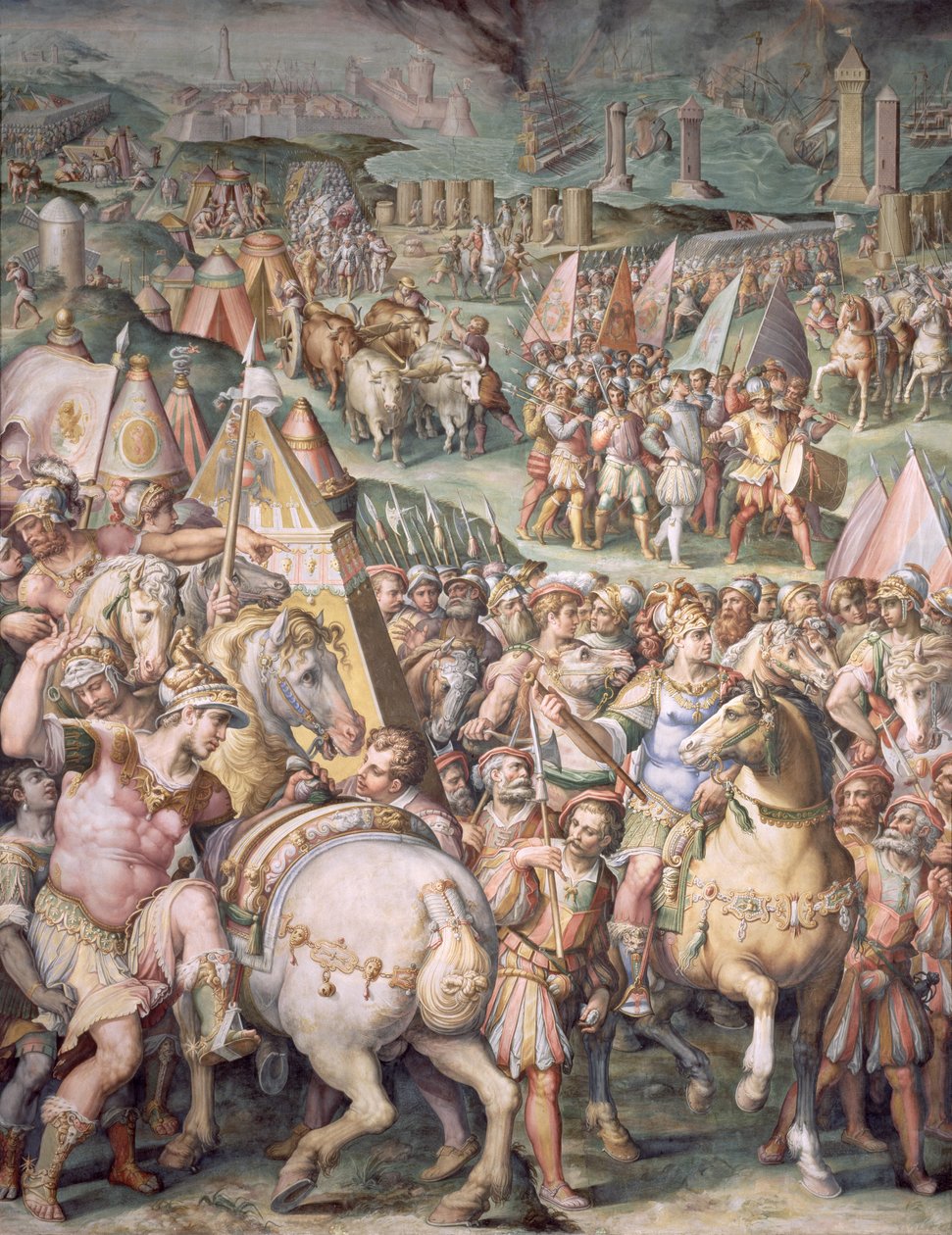 Obléhání Livorna Maxmiliánem I. (1459-1519) ze Salone dei Cinquecento, 1555-72 od Giorgio Vasari