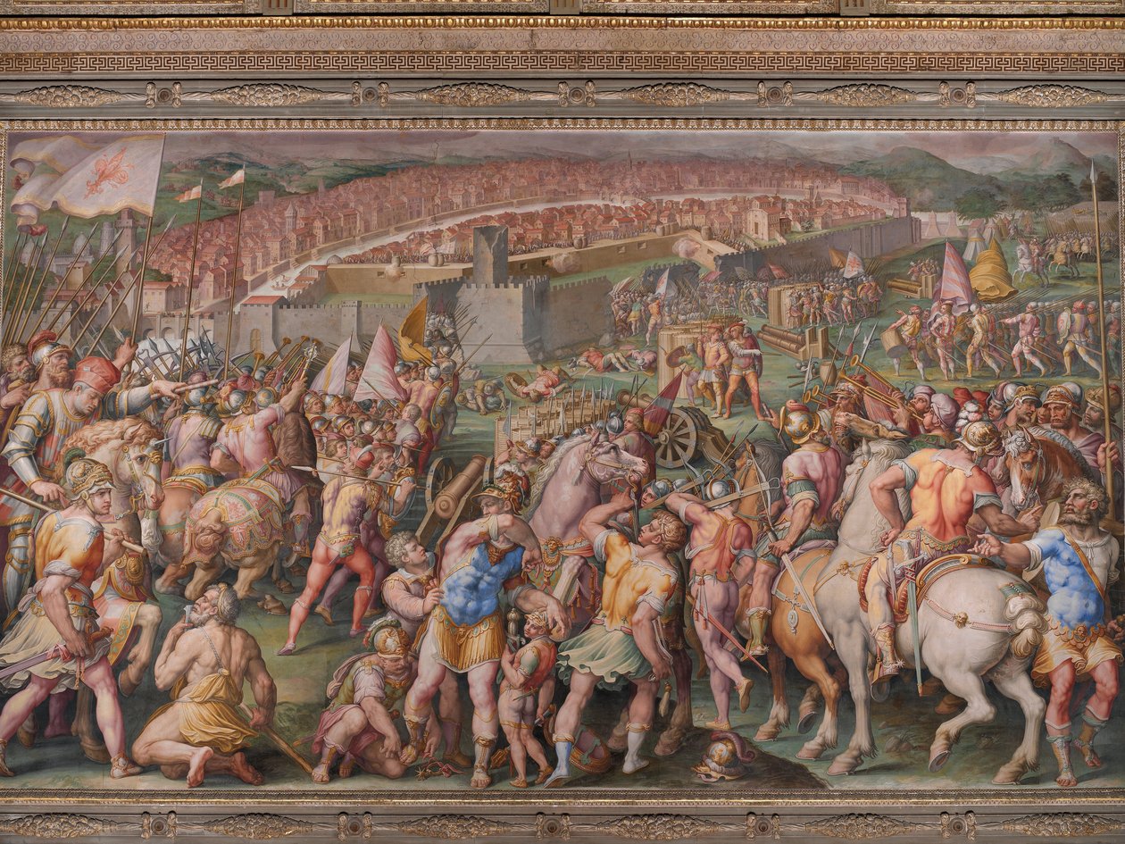 Útok na pevnost Stampace v Pise od Giorgio Vasari