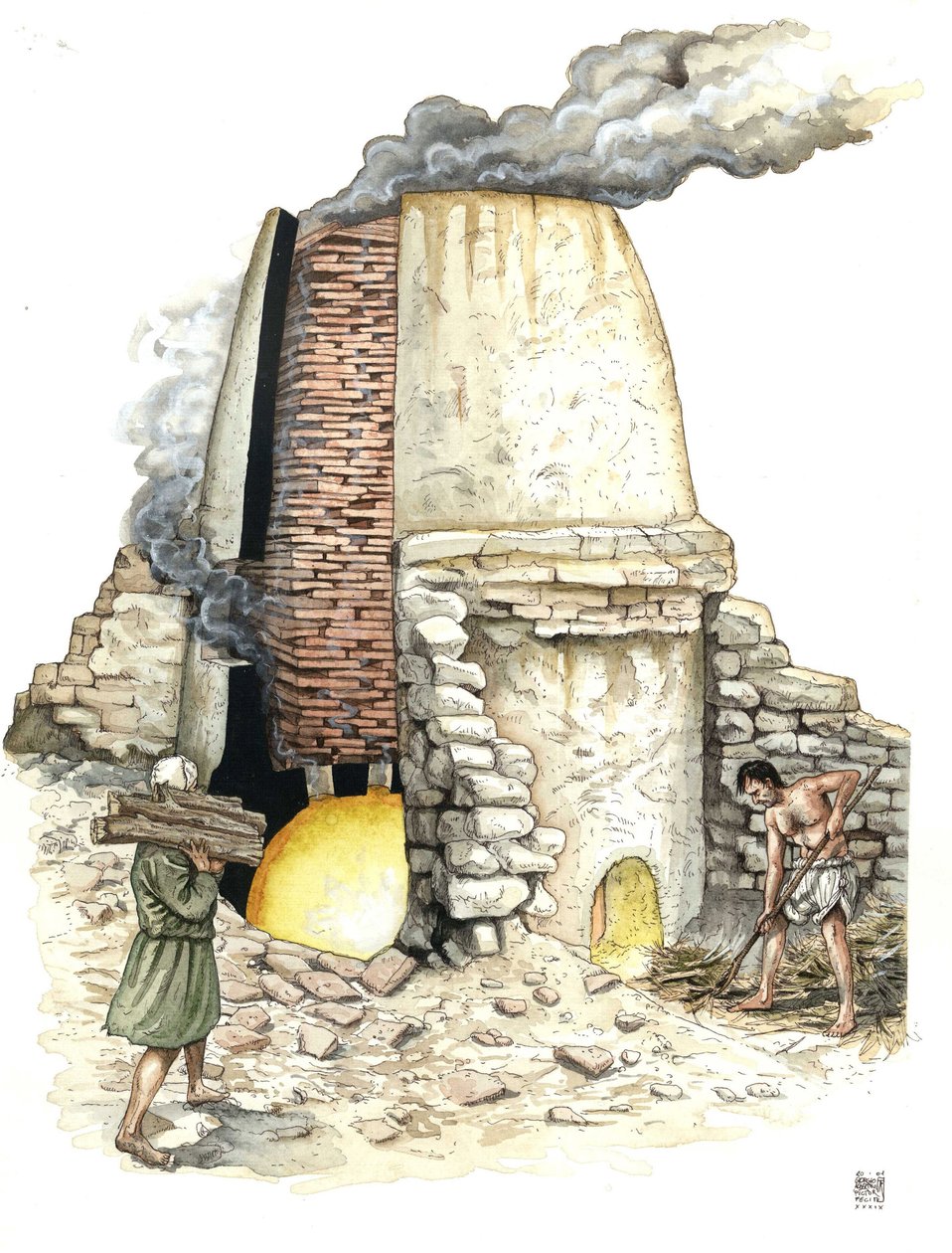 Středověk: cihlová pec na dřevo. 12. století od Giorgio Albertini
