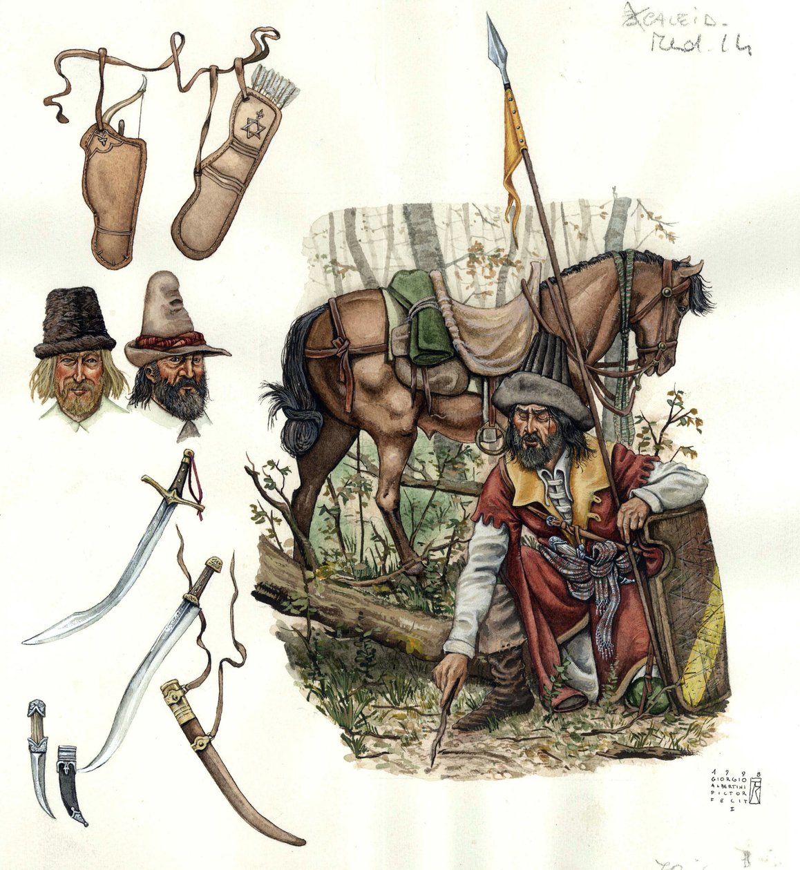 Vyobrazení estradiotů, lehkých žoldnéřských jezdců v 15. století. od Giorgio Albertini