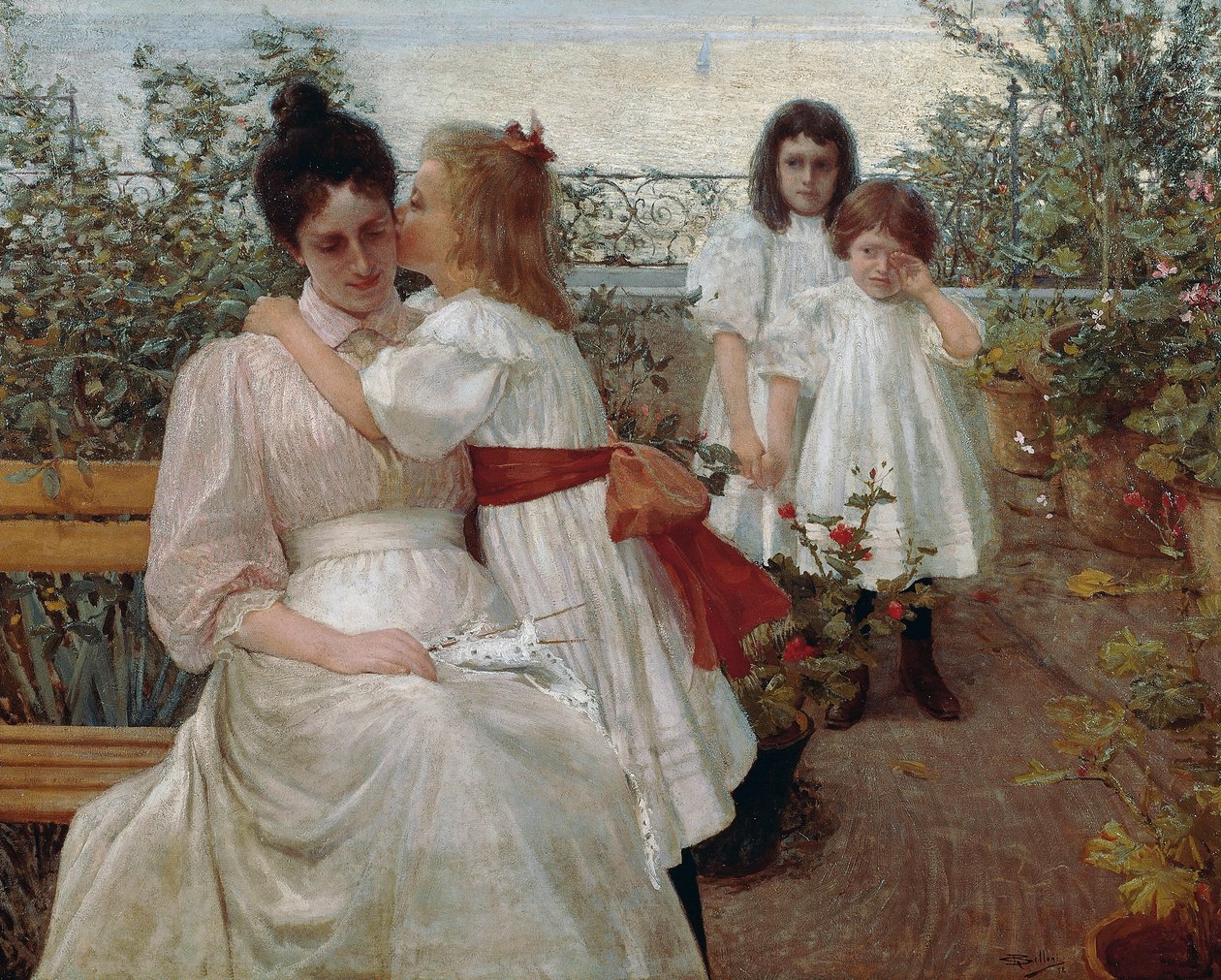 Dušičky, obraz Giorgia Belloniho (1861-1944), olej na plátně od Giorgio Belloni