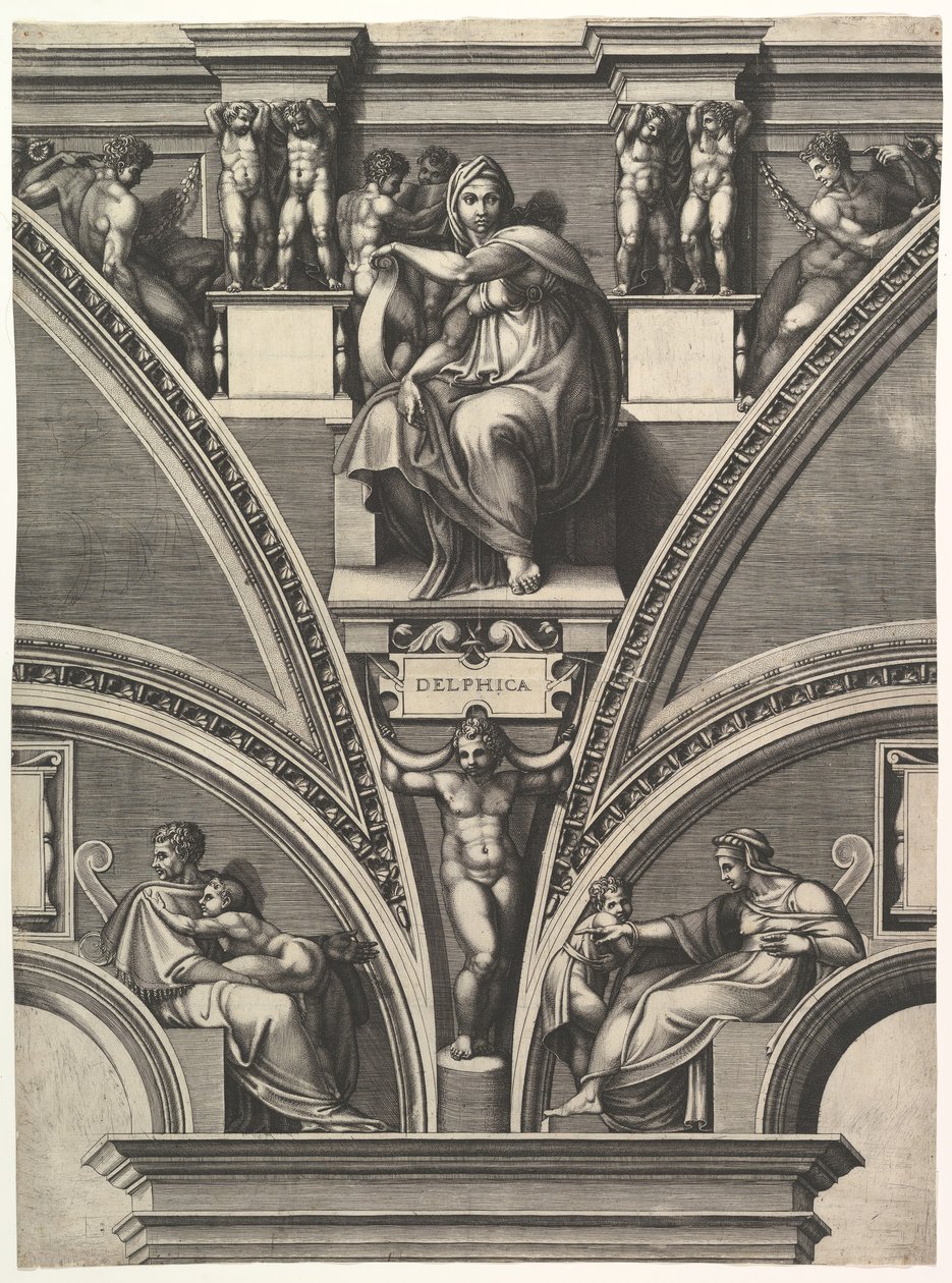 Delfská Sibyla, ze série Proroků a Sibyl v Sixtinské kapli, 1570-75. od Giorgio Ghisi